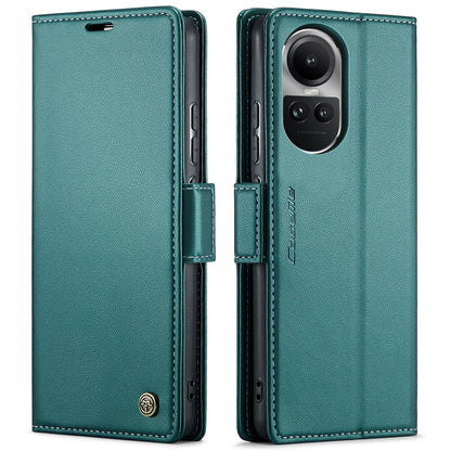 OPPO Reno10 5G／Reno10 Pro Leather Case - RFID Anti-theft, Butterfly Buckle, Litchi Texture, Card Slot & Stand