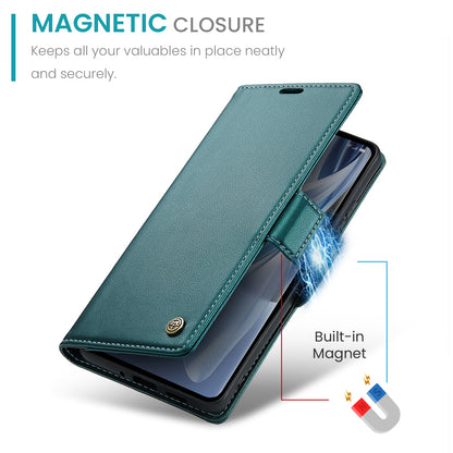 OPPO Reno10 5G／Reno10 Pro Leather Case - RFID Anti-theft, Butterfly Buckle, Litchi Texture, Card Slot & Stand