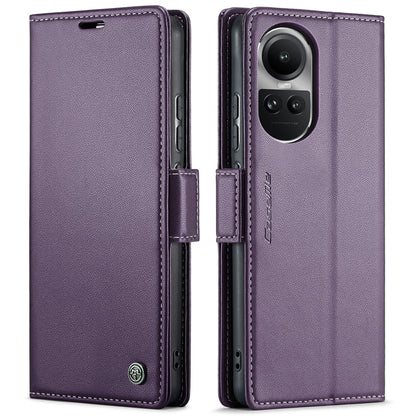 OPPO Reno10 5G／Reno10 Pro Leather Case - RFID Anti-theft, Butterfly Buckle, Litchi Texture, Card Slot & Stand