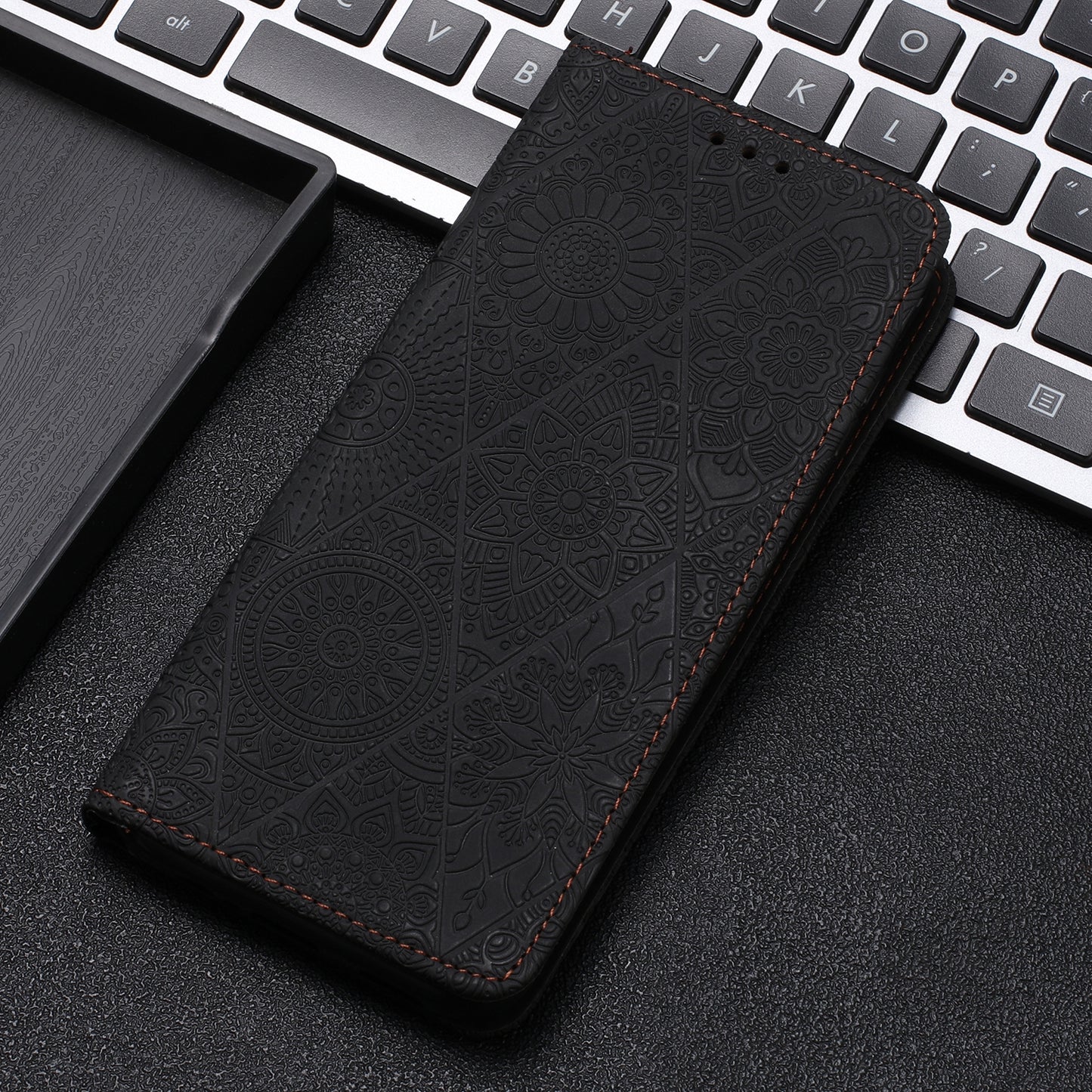 iPhone 14 Plus Ethnic Embossed Adsorption Leather Phone Case