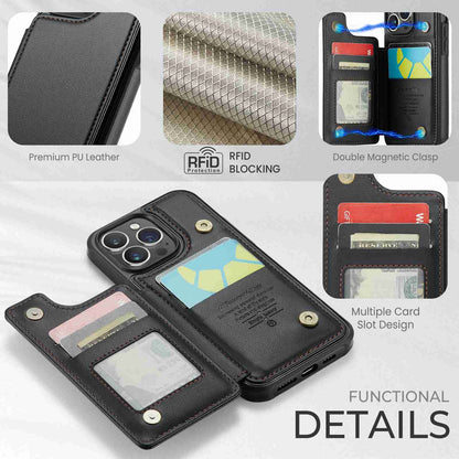 Apple iPhone 15 Pro Max CaseMe C22 Card Slots Holder RFID Anti-theft Phone Case