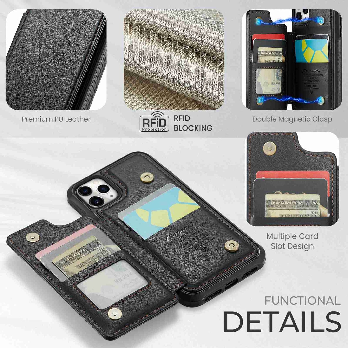 Apple iPhone 11 Pro CaseMe C22 Card Slots Holder RFID Anti-theft Phone Case