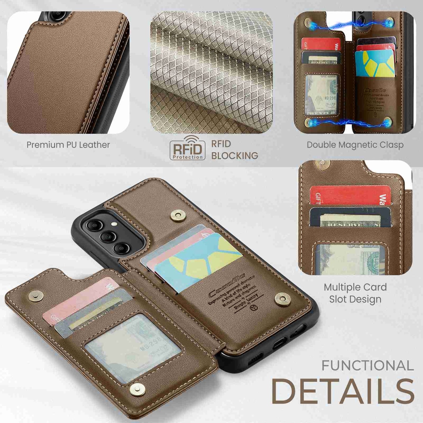 Samsung Galaxy A14 CaseMe C22 Card Slots Holder RFID Anti-theft Phone Case