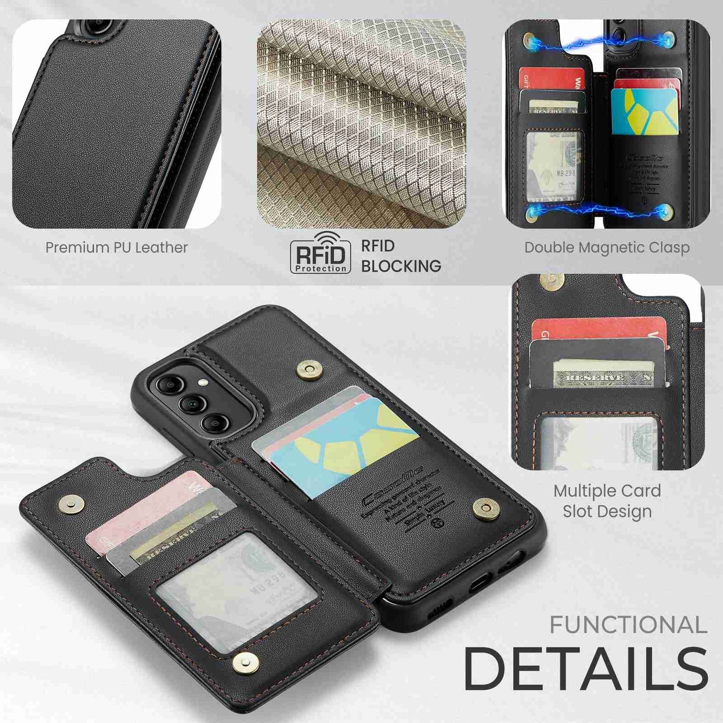 Samsung Galaxy A14 CaseMe C22 Card Slots Holder RFID Anti-theft Phone Case