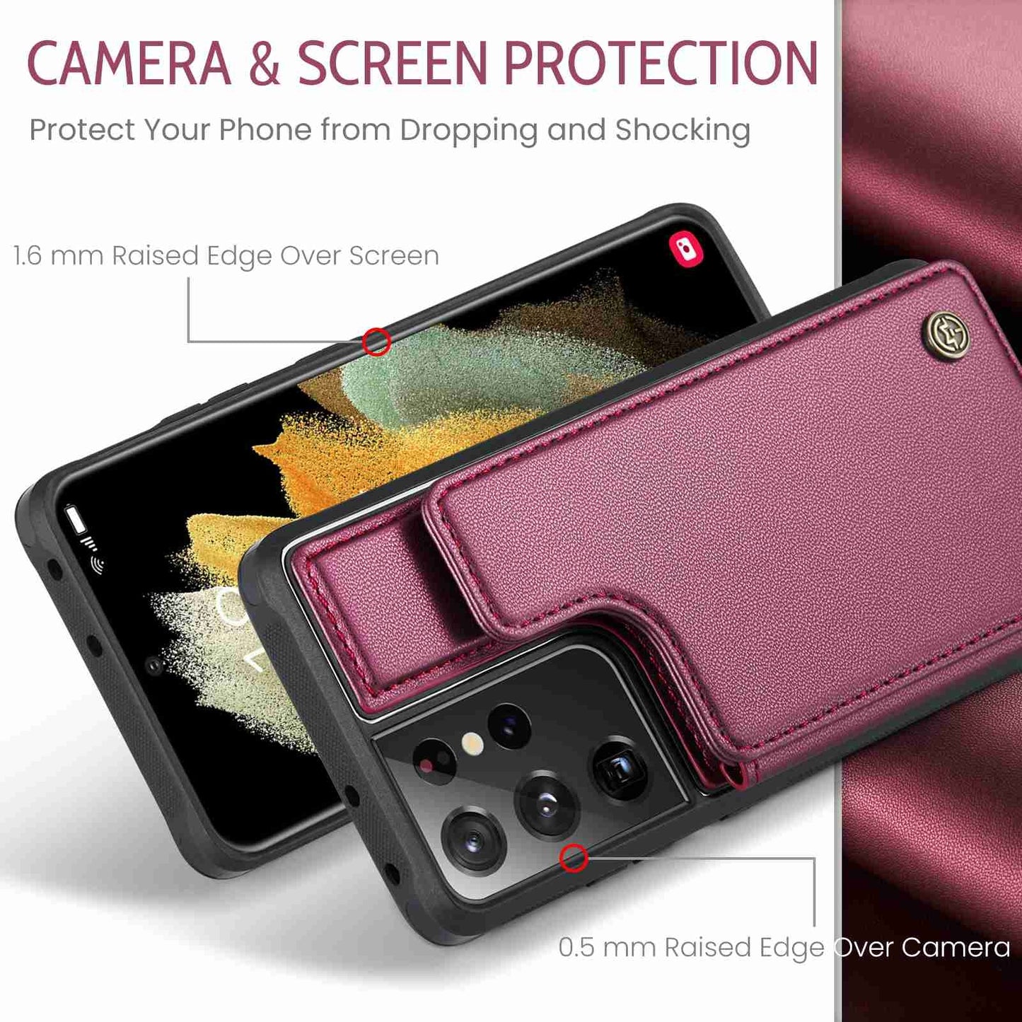 Samsung Galaxy S21 Ultra 5G CaseMe C22 Card Slots Holder RFID Anti-theft Phone Case