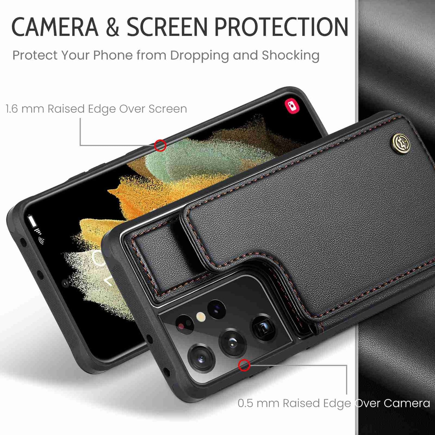 Samsung Galaxy S21 Ultra 5G CaseMe C22 Card Slots Holder RFID Anti-theft Phone Case