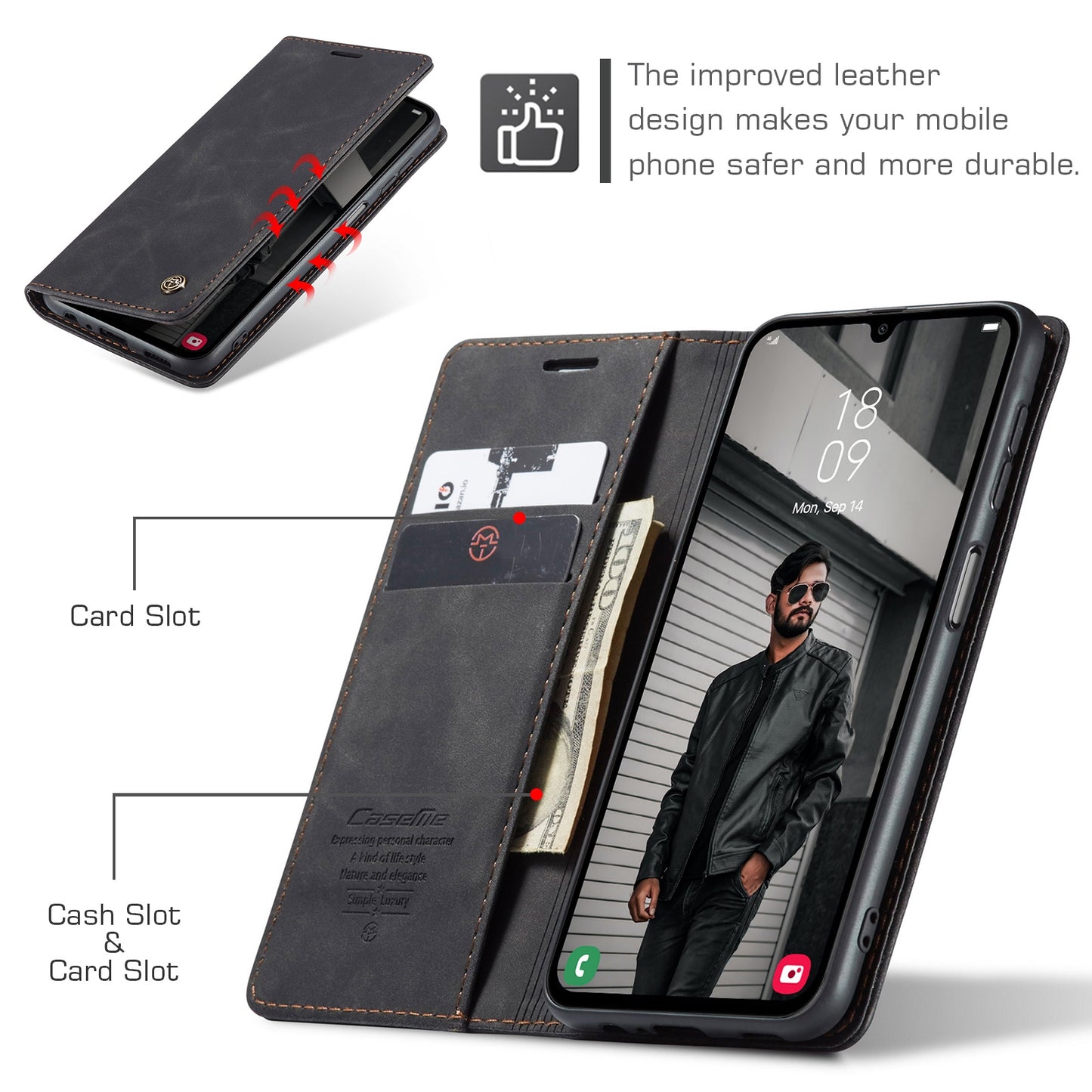 Samsung Galaxy A15 5G Leather Wallet Case - Horizontal Flip Design with Card Slots