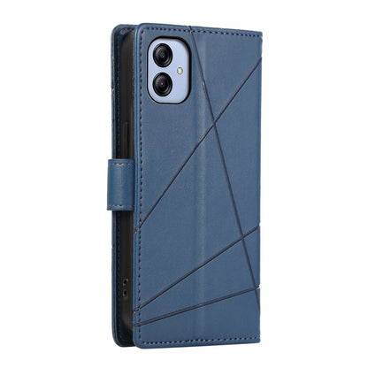 Samsung Galaxy A04e Genuine Leather Texture Embossed Line Phone Case with Card Wallet & Kickstand