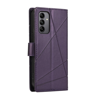 Samsung Galaxy A05s Genuine Leather Texture Embossed Line Phone Case with Card Wallet & Kickstand