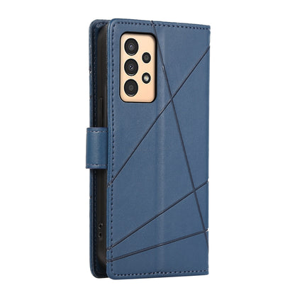 Samsung Galaxy A13 Genuine Leather Texture Embossed Line Phone Case with Card Wallet & Kickstand