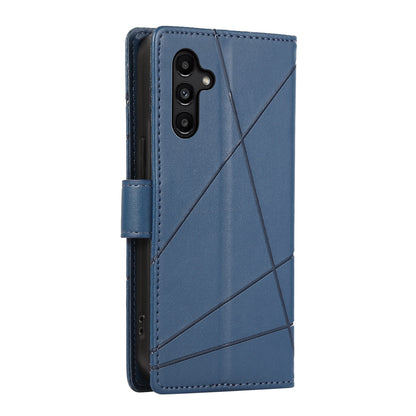 Samsung Galaxy A15 Genuine Leather Texture Embossed Line Phone Case with Card Wallet & Kickstand