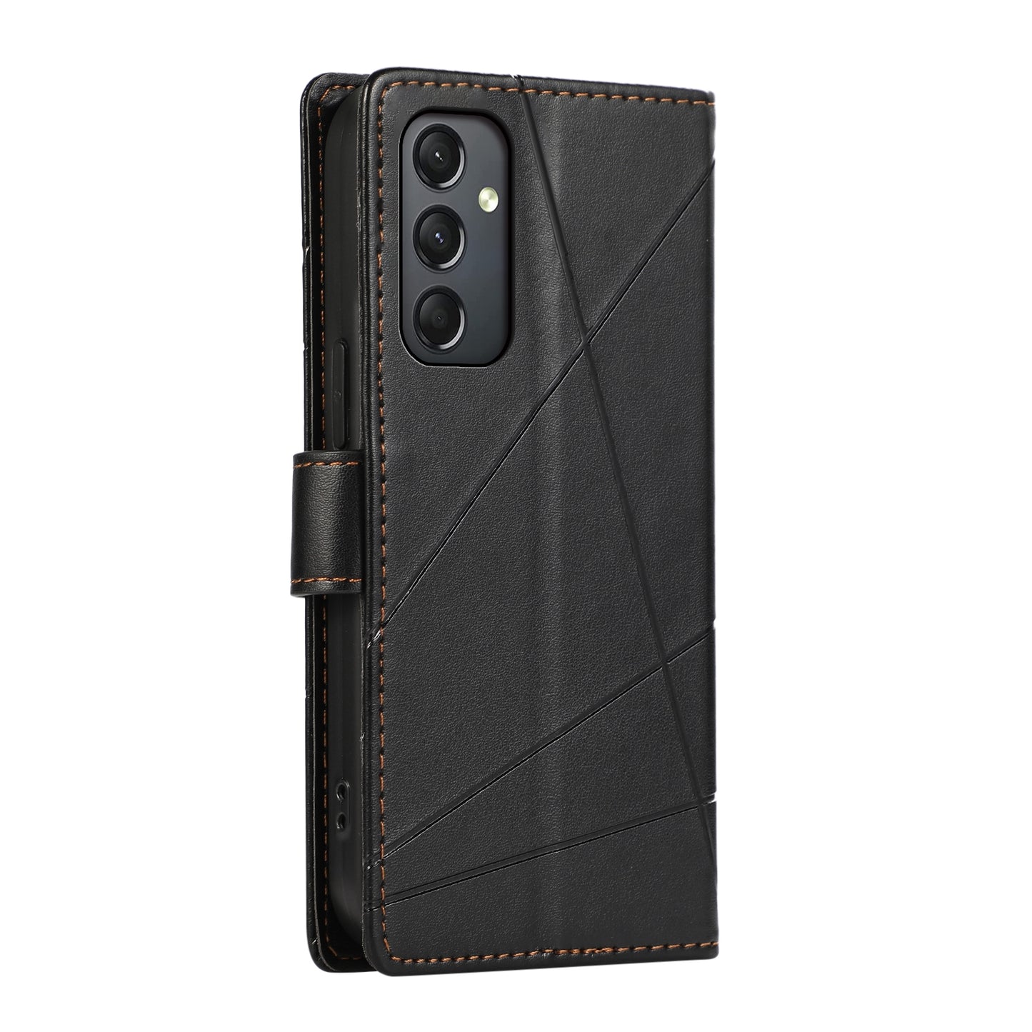 Samsung Galaxy A24 4G Genuine Leather Texture Embossed Line Phone Case with Card Wallet & Kickstand