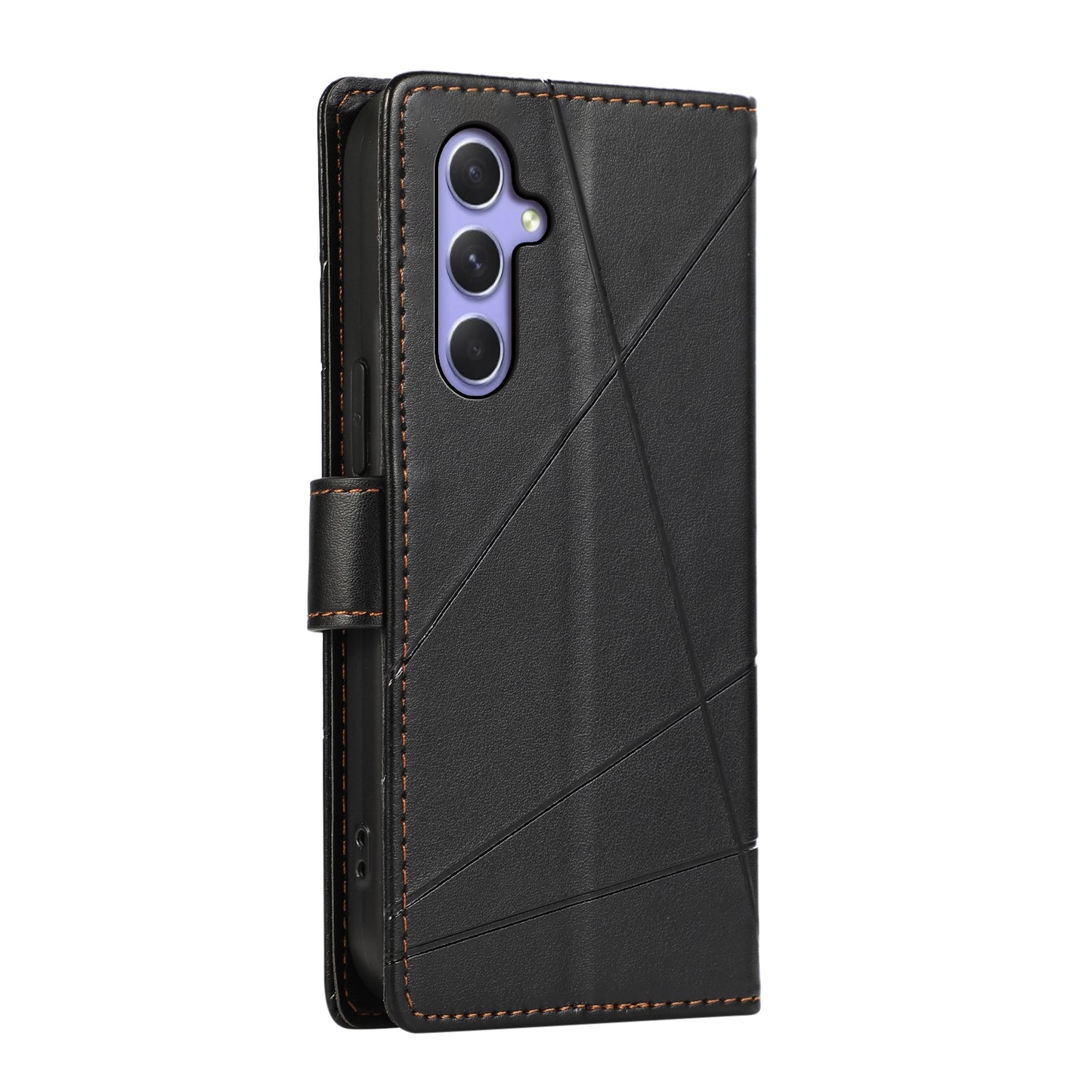 Samsung Galaxy A54 5G Genuine Leather Texture Embossed Line Phone Case with Card Wallet & Kickstand