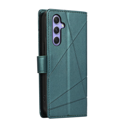 Samsung Galaxy A54 5G Genuine Leather Texture Embossed Line Phone Case with Card Wallet & Kickstand