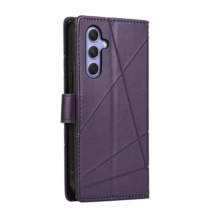 Samsung Galaxy A54 5G Genuine Leather Texture Embossed Line Phone Case with Card Wallet & Kickstand