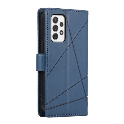 Samsung Galaxy A72 5G Genuine Leather Texture Embossed Line Phone Case with Card Wallet & Kickstand