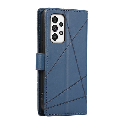 Samsung Galaxy A73 5G Genuine Leather Texture Embossed Line Phone Case with Card Wallet & Kickstand