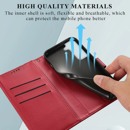 Samsung Galaxy S22+ 5G Genuine Leather Texture Embossed Line Phone Case with Card Wallet & Kickstand