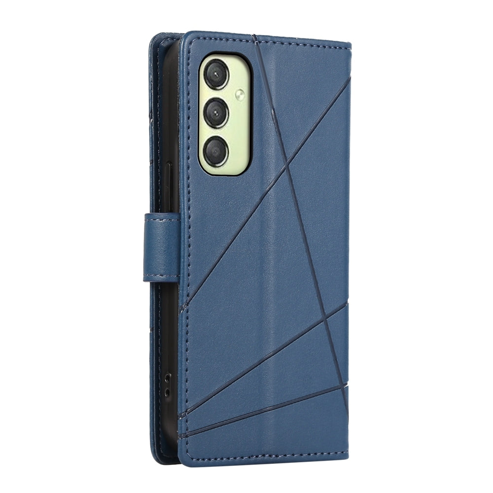 Samsung Galaxy A25 5G Genuine Leather Texture Embossed Line Phone Case with Card Wallet & Kickstand