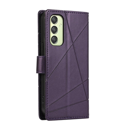 Samsung Galaxy A25 5G Genuine Leather Texture Embossed Line Phone Case with Card Wallet & Kickstand