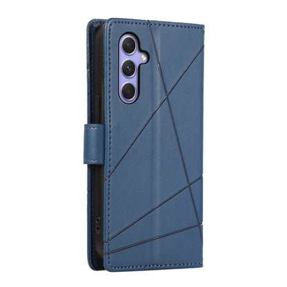 Samsung Galaxy A55 Genuine Leather Texture Embossed Line Phone Case with Card Wallet & Kickstand