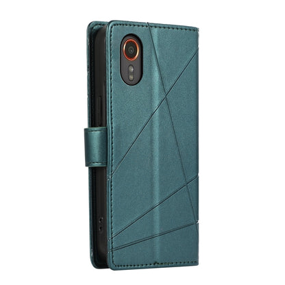 Samsung Galaxy XCover 7 Genuine Leather Texture Embossed Line Phone Case with Card Wallet & Kickstand