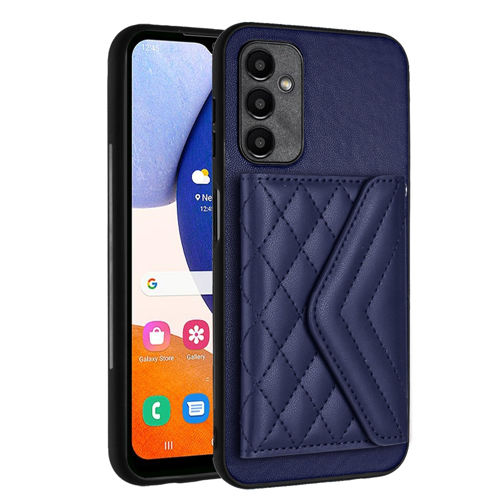 Samsung Galaxy A15 Case - Rhombic Texture, RFID Blocking Wallet, Durable PU Leather with Lanyard