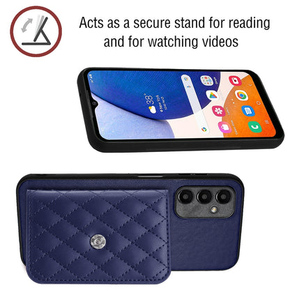 Samsung Galaxy A15 Case - Rhombic Texture, RFID Blocking Wallet, Durable PU Leather with Lanyard