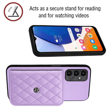 Samsung Galaxy A15 Case - Rhombic Texture, RFID Blocking Wallet, Durable PU Leather with Lanyard