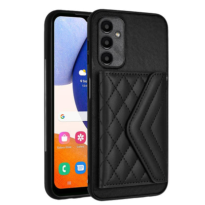 Samsung Galaxy A15 Case - Rhombic Texture, RFID Blocking Wallet, Durable PU Leather with Lanyard