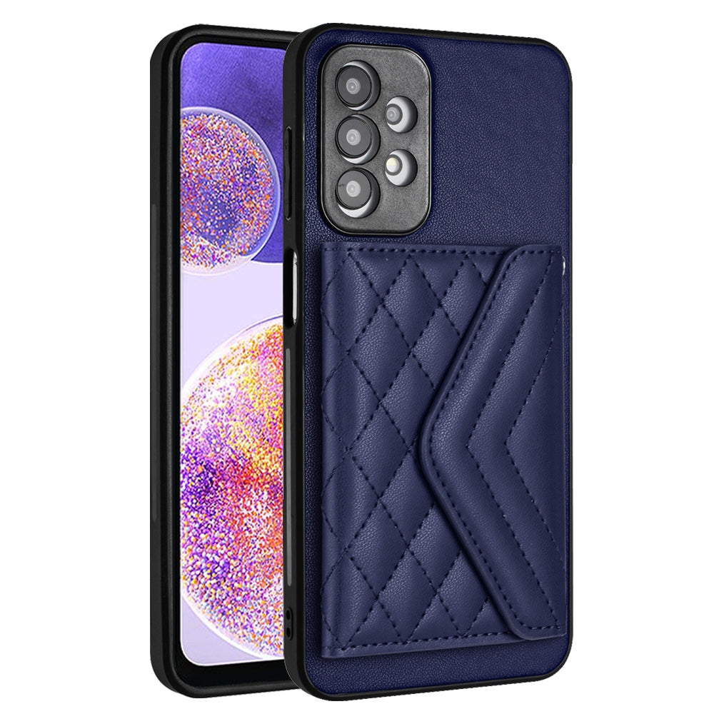 Samsung Galaxy A23 Case - Rhombic Texture, RFID Blocking Wallet, Durable PU Leather with Lanyard