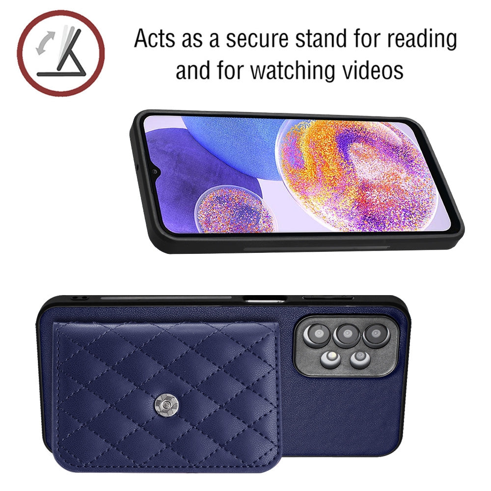 Samsung Galaxy A23 Case - Rhombic Texture, RFID Blocking Wallet, Durable PU Leather with Lanyard