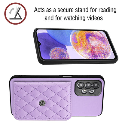 Samsung Galaxy A23 Case - Rhombic Texture, RFID Blocking Wallet, Durable PU Leather with Lanyard