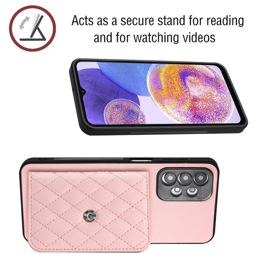 Samsung Galaxy A23 Case - Rhombic Texture, RFID Blocking Wallet, Durable PU Leather with Lanyard