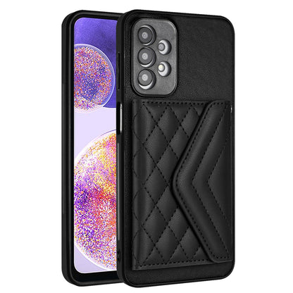 Samsung Galaxy A23 Case - Rhombic Texture, RFID Blocking Wallet, Durable PU Leather with Lanyard