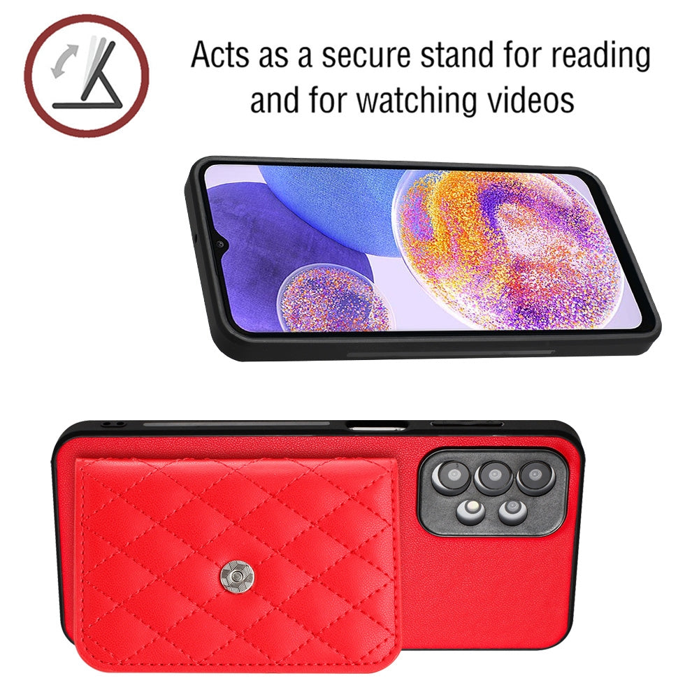 Samsung Galaxy A23 Case - Rhombic Texture, RFID Blocking Wallet, Durable PU Leather with Lanyard