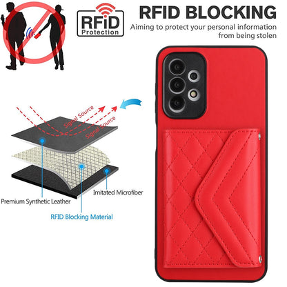 Samsung Galaxy A23 Case - Rhombic Texture, RFID Blocking Wallet, Durable PU Leather with Lanyard