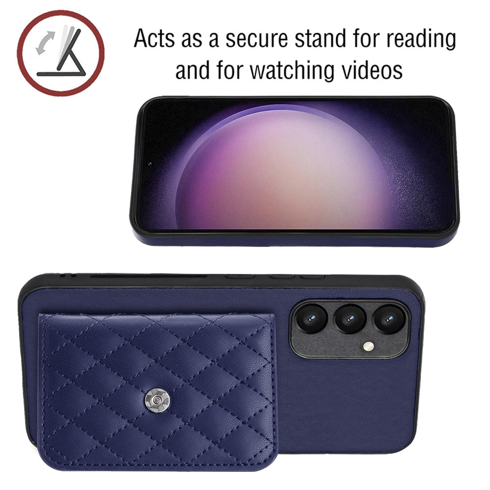 Samsung Galaxy A34 5G Case - Rhombic Texture, RFID Blocking Wallet, Durable PU Leather with Lanyard