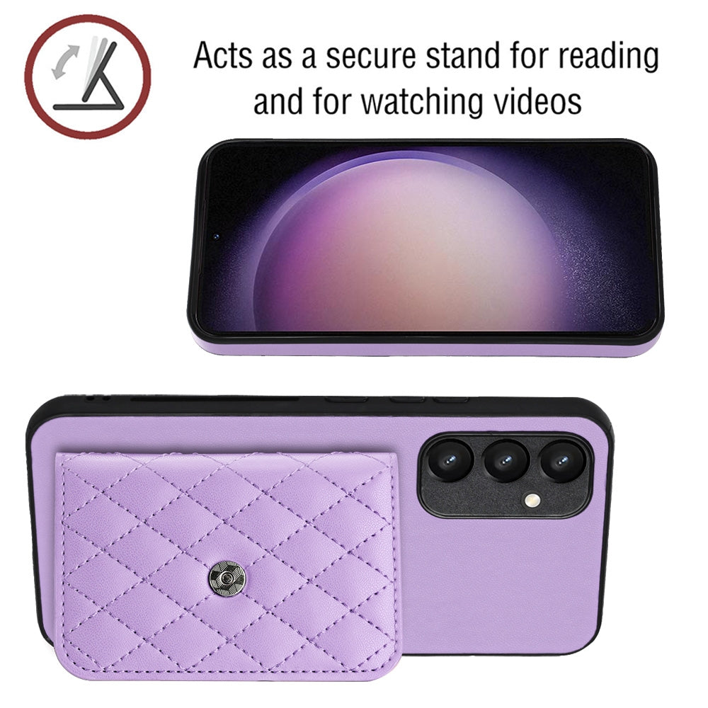 Samsung Galaxy A34 5G Case - Rhombic Texture, RFID Blocking Wallet, Durable PU Leather with Lanyard