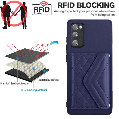 Samsung Galaxy S20 FE Case - Rhombic Texture, RFID Blocking Wallet, Durable PU Leather with Lanyard