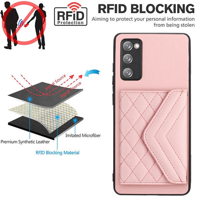 Samsung Galaxy S20 FE Case - Rhombic Texture, RFID Blocking Wallet, Durable PU Leather with Lanyard