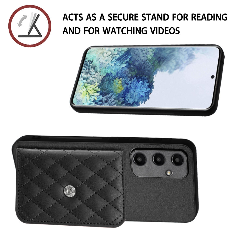 Samsung Galaxy A35 Case - Rhombic Texture, RFID Blocking Wallet, Durable PU Leather with Lanyard