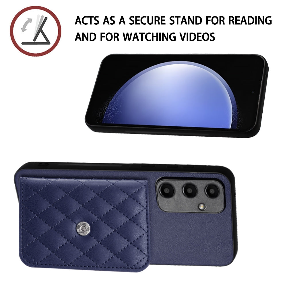 Samsung Galaxy A55 Case - Rhombic Texture, RFID Blocking Wallet, Durable PU Leather with Lanyard