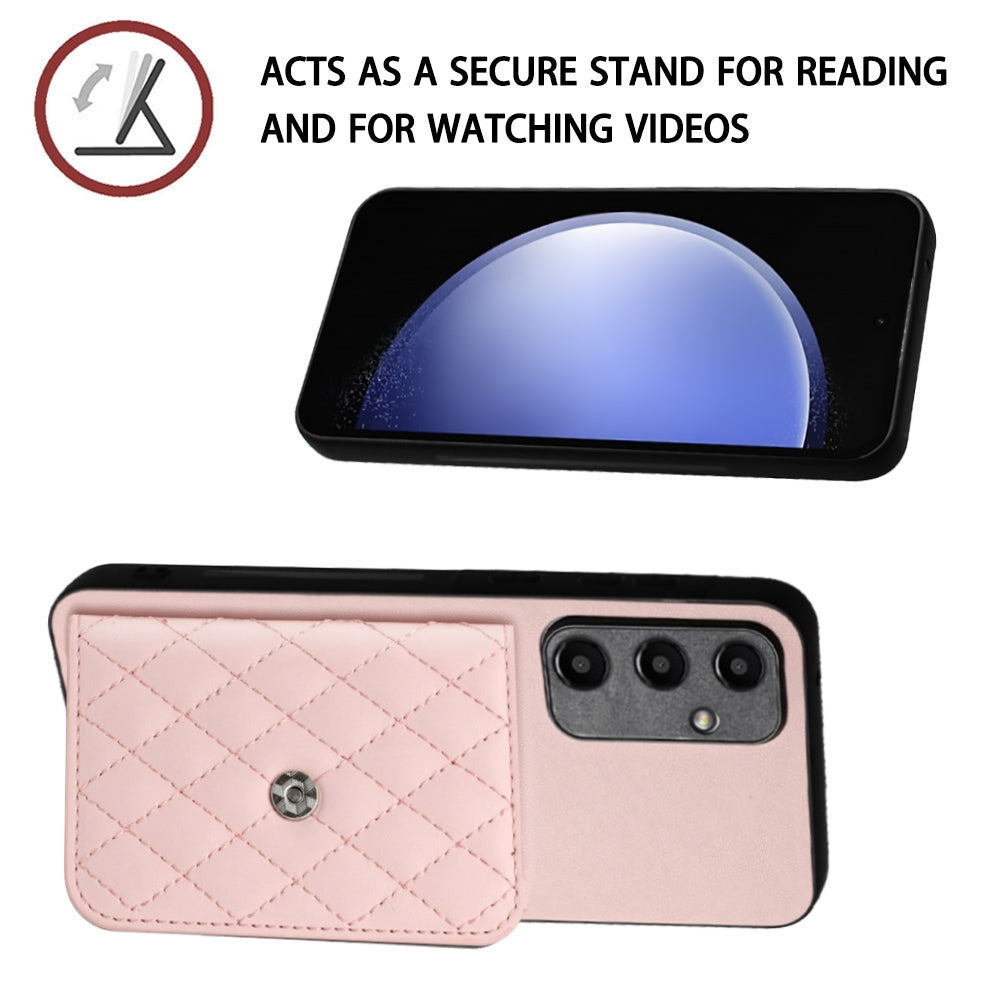 Samsung Galaxy A55 Case - Rhombic Texture, RFID Blocking Wallet, Durable PU Leather with Lanyard