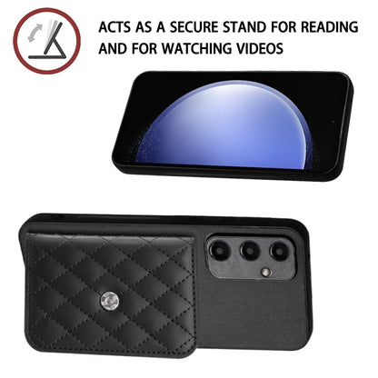 Samsung Galaxy A55 Case - Rhombic Texture, RFID Blocking Wallet, Durable PU Leather with Lanyard