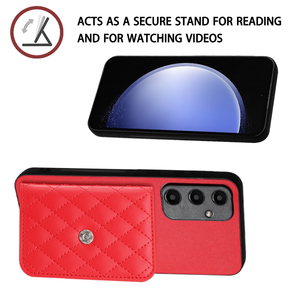 Samsung Galaxy A55 Case - Rhombic Texture, RFID Blocking Wallet, Durable PU Leather with Lanyard