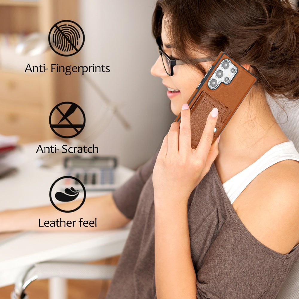 Samsung Galaxy S24 Ultra 5G Leather Case - Shockproof with Card Holder, Durable Design