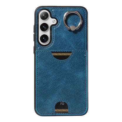 Samsung Galaxy S24+ 5G Calf Texture Card Slot Ring Holder Phone Case