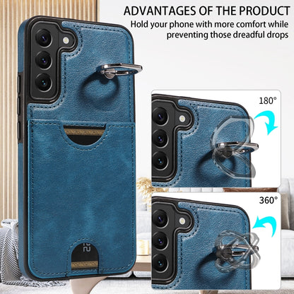 Samsung Galaxy S22+ 5G Case with Calf Texture, Card Slot & Ring Holder