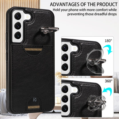 Samsung Galaxy S22 5G Case with Calf Texture, Card Slot & Ring Holder